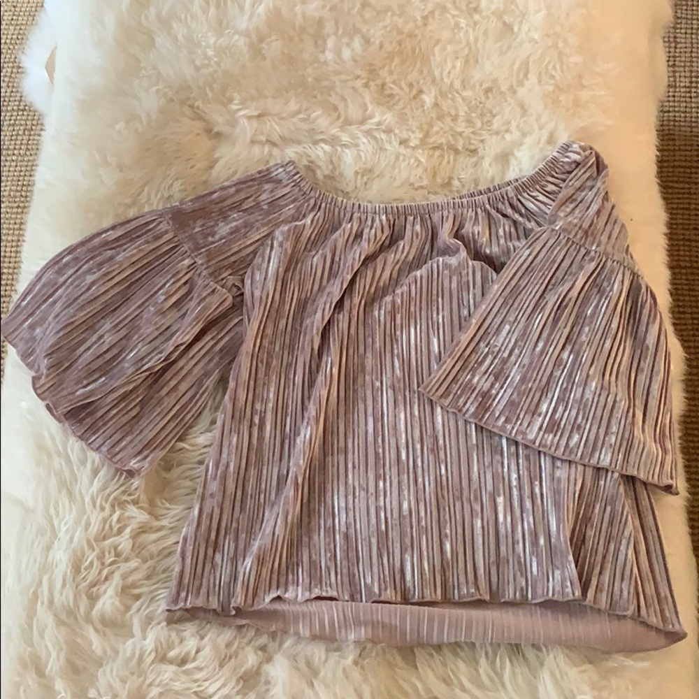 Velvet blush off the shoulder top